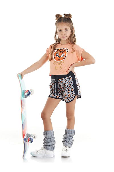 MSHB&G Leopard Girl's Crop top rövidnadrág szett