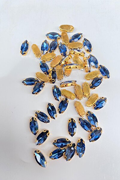 Limelia 10 τεμάχια σκούρο μπλε με χρυσό φόντο - γυαλιστερές χάντρες από γυαλί