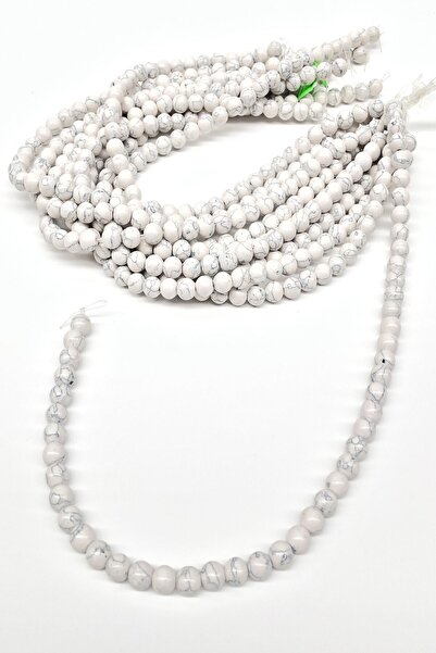 Limelia Χάντρες από γυαλί με λευκό σχέδιο 8 χιλιοστά