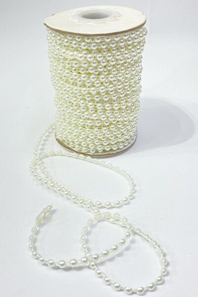 Bontex Fâșie de plastic alb murdar, jumătate de perlă, 4 mm, 10 metri – Mărgele