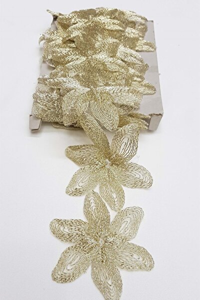 Limelia Gold Simli Çiçek Güpür Ara Dantel