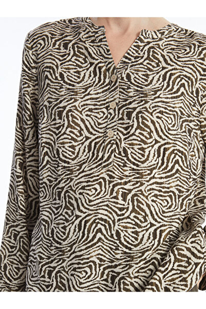 LC Waikiki Loose Collar Patterned Long Sleeve Women's Blouse