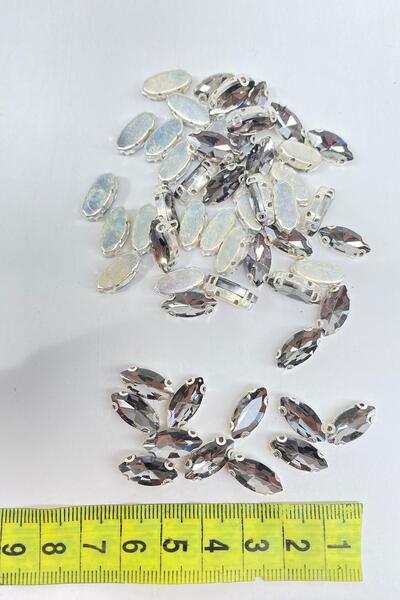 Limelia Mărgele de sticlă lucioasă - 10 bucăți cu carcasă gri antracit