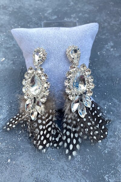 Limelia Stoned Feather Bridal Henna Wedding Earrings