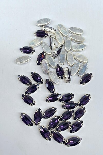 Limelia Γυαλιστερές χάντρες από γυαλί - 10 τεμάχια με μωβ θήκη