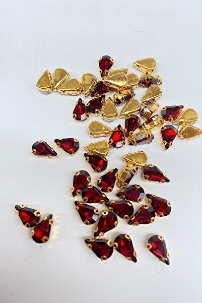 Limelia Блестяща капка с мъниста, бордо и златна основа - 10 броя