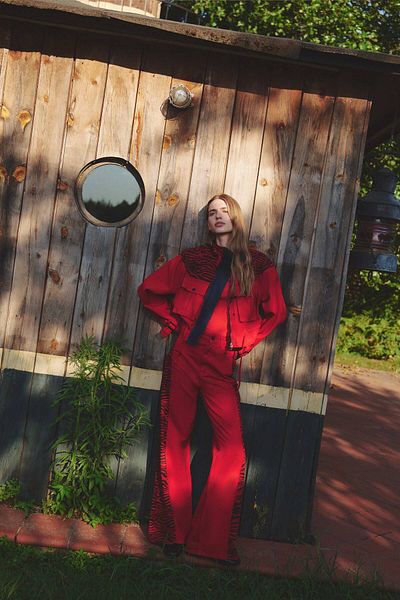 its basic Red Palazzo Fit Special Fabric Women's Trousers