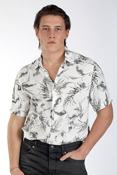 Lee Cooper Yasol men's short sleeve woven shirt ecru