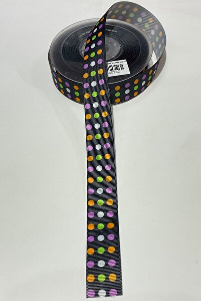 Limelia Panglică cu dungi colorate cu imprimeu 1 mt 2,5 cm Negru