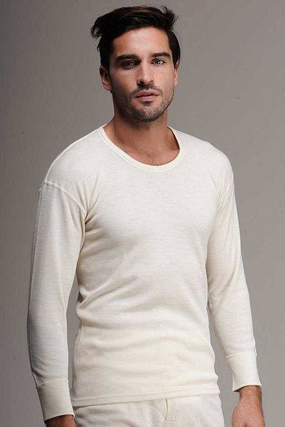 Hasyün Men's Oversize Natural Thermal Genuine Wool Underwear