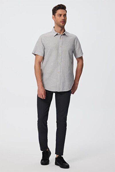 Lee Cooper أندريه قميص منسوج للرجال باللون الرمادي