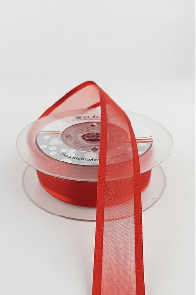 Limelia Panglică roșie din satin cu organza lată 20 m