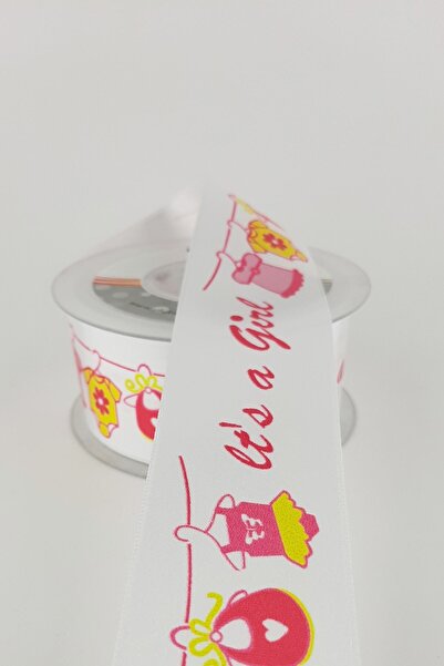 Limelia Panglică din satin cu model It's a Girl 4 cm 20 mt