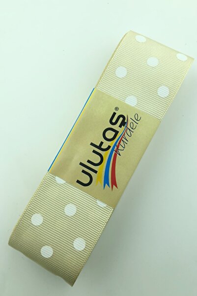 Limelia Panglică grosgrain cu buline albă bej închis 4 cm