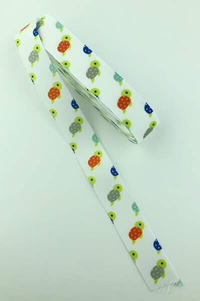 Limelia Panglică Grosgrain de 10 Mt - Figurine de broasca țestoasă și cu impr...