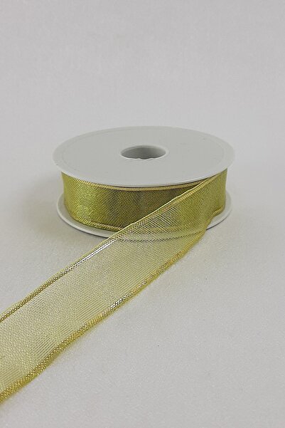 Limelia Panglică din organza cu sclipici galben 2,5 cm