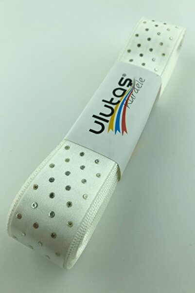 Limelia Panglică din satin cu fulgi de argint cu buline cu imprimeu 2,5 cm