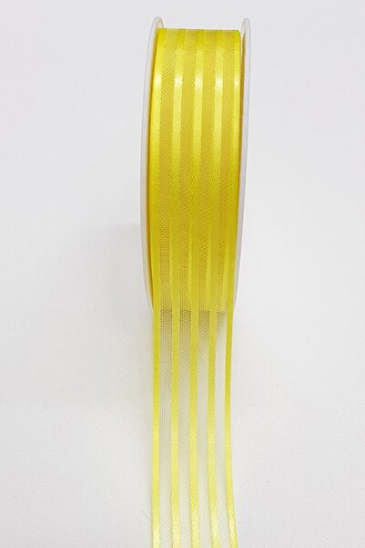 Limelia Panglică din șifon cu dungi din satin galben 2,5 cm