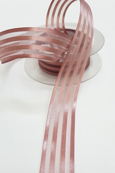 Limelia Κορδέλα σιφόν σε χρώμα πούδρα σατέν ριγέ 2,5 εκ.