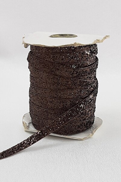 Limelia Panglică din catifea cu sclipici maro închis 1 cm