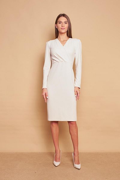 Jument Rochie de tricot din lycra ușoară cu mânecă lungă înfășurată cu două piept-șampanie