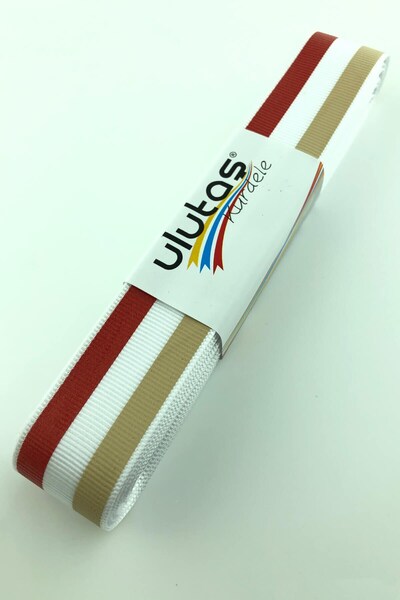 Limelia Panglică Grosgrain Bej Red Line cu imprimeu 10 m