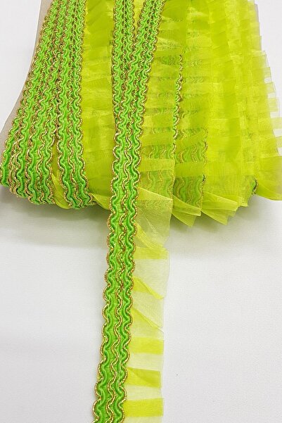 Limelia Light Green Organza Water Stone Ruffle
