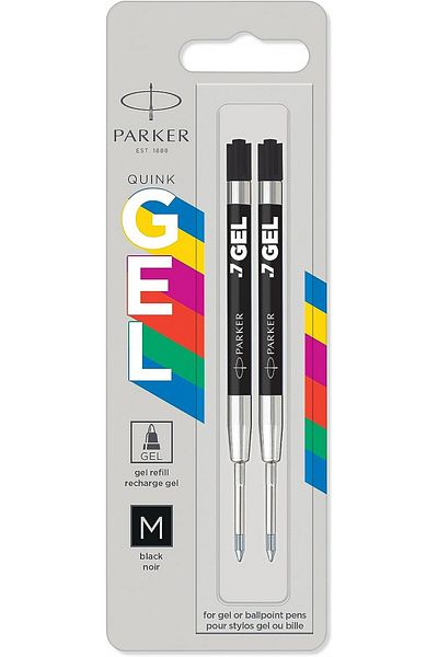 Parker Jel Kalem Refill, Plastik Gövde, 2'li Blister, M Uç, Siyah