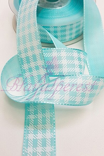 Limelia Panglică din tafta pătrată verde mentă cu imprimeu 2,5 cm