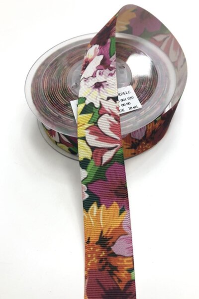 Limelia Panglică cu model floral 2,5 cm 1 m