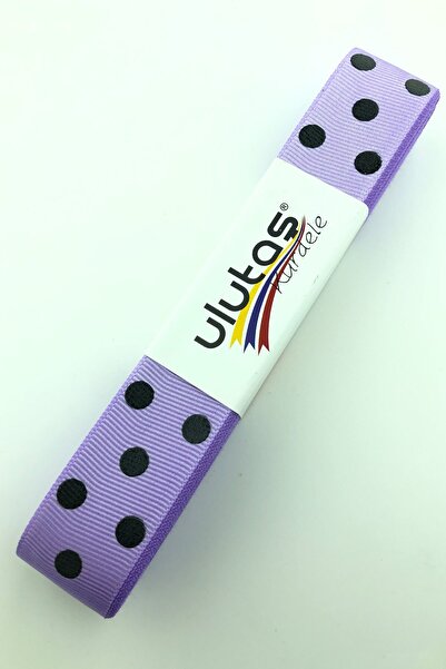 Limelia Panglică Grosgrain cu buline negre liliac 2,5 cm