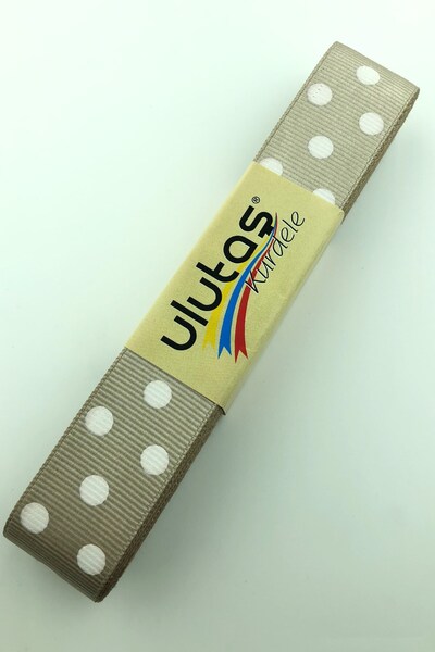 Limelia Panglică Grosgrain cu buline alb nurcă 2,5 cm