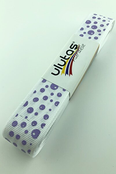 Limelia Panglică Grosgrain cu imprimeu cu buline liliac 2,5 cm
