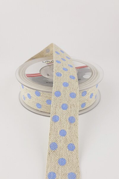 Limelia Panglică de in Baby Blue cu imprimeu 10 m