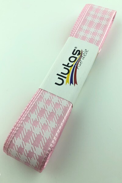 Limelia Panglică din tafta imprimată cu folie roz bebeluș de 2,5 cm