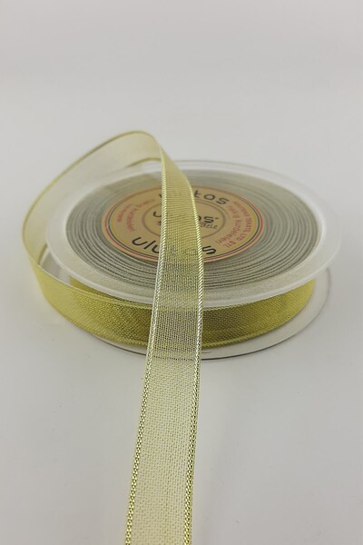 Limelia Panglică din șifon cu sclipici de culoare aurie 1,5 cm 25 mt