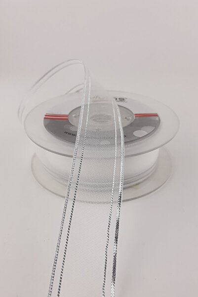 Limelia Panglică din șifon cu sclipici argintiu, 25 m