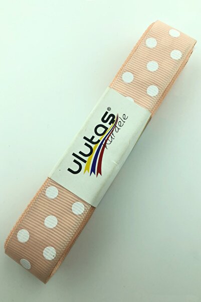 Limelia Κορδέλα γκρογκρέιν με πουά σε ανοιχτό σομόν λευκό χρώμα 2,5 εκ.