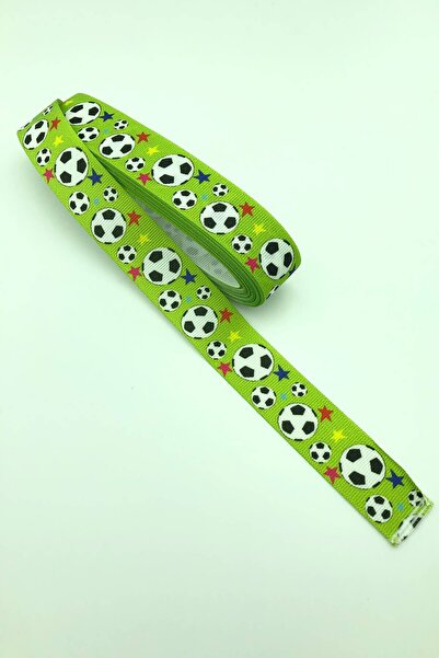 Limelia Panglică Grosgrain Imprimată Minge De Fotbal Verde 10 Mt