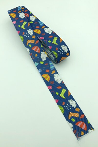 Limelia Panglică Grosgrain Imprimată Umbrelă Albastru Marin 10 Mt