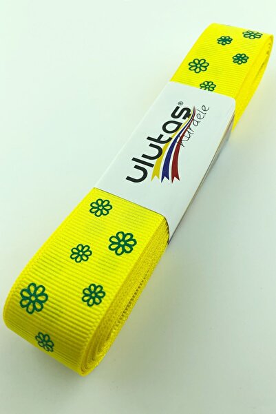 Limelia Panglică Grosgrain Galben Daisy cu imprimeu 2,5 cm