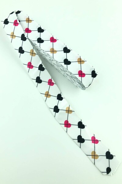 Limelia Panglică Grosgrain Imprimată Inimă Albă 10 Mt