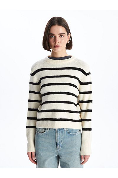 LC Waikiki Striped Crew Neck Long Sleeve Women's Knitwear Sweater