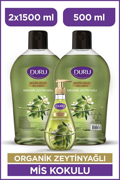 Duru Olive Flower Patterned Organic Liquid Soap - 1.5 500ml