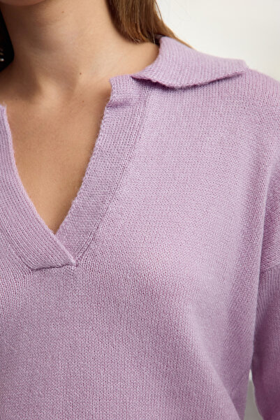 Trendyol Collection Pulover de tricotaj moale liliac cu potrivire largă - TWOAW25KZ00023