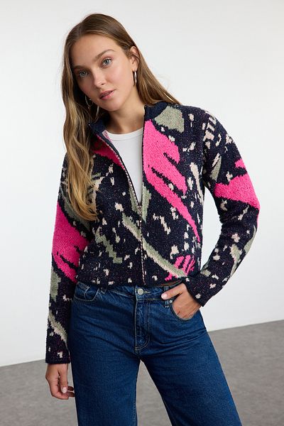 Trendyol Collection Темно-синій трикотажний кардиган букле TWOAW25HI00263