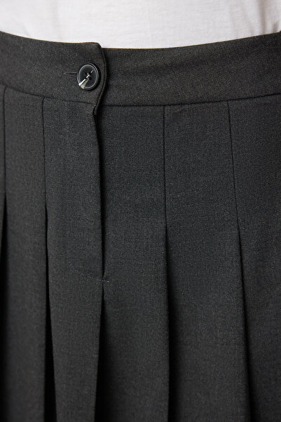 Trendyol Collection Fusta mini din țesătură poliviscos cu pliuri antracit TWOAW25ET00031