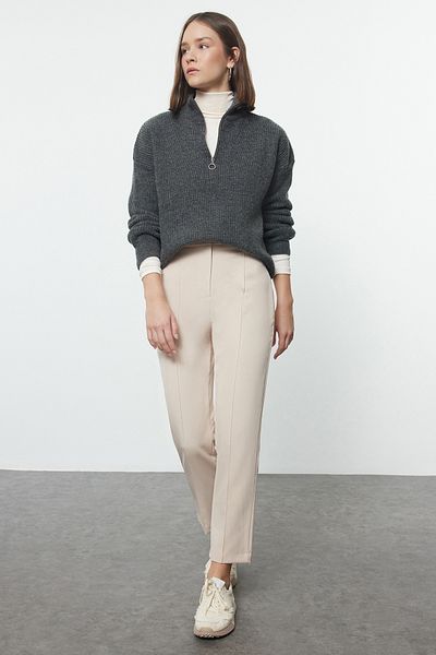 Trendyol Collection Beige Cigarette Woven Trousers Twoaw25Pl00081