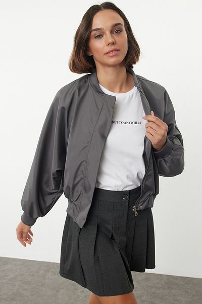 Trendyol Collection Polyviscon szövet miniszoknya - antracit redős részlet, TWOAW25ET00031
