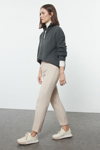 Trendyol Collection Beige Cigarette Woven Trousers Twoaw25Pl00081
